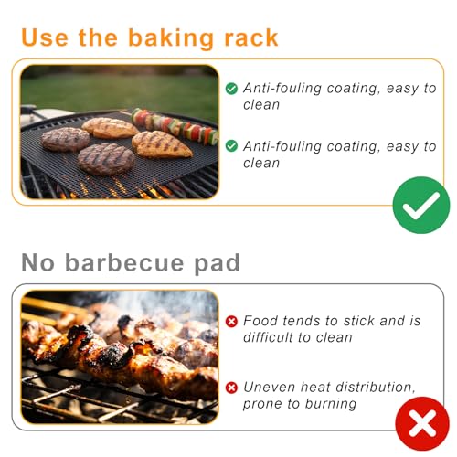 4 Stück BBQ Grillmatte, wiederverwendbar, 40 x 30cm Antihaftbeschichtete aus Teflongewebe, für Gasgrill Holzkohle Elektrogrill Backofen Kochen Luftfritteuse