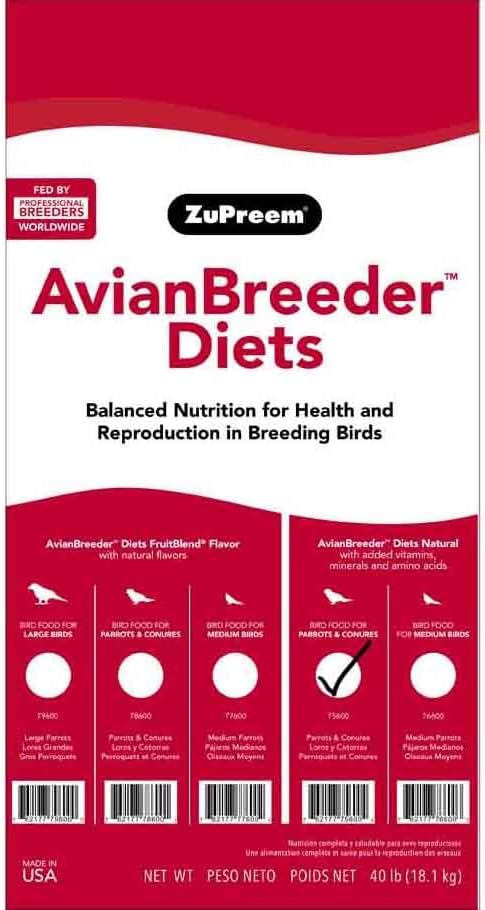 AvainBreeder Zupreem Food Parrots NAT Breeder Medium/Large 40#