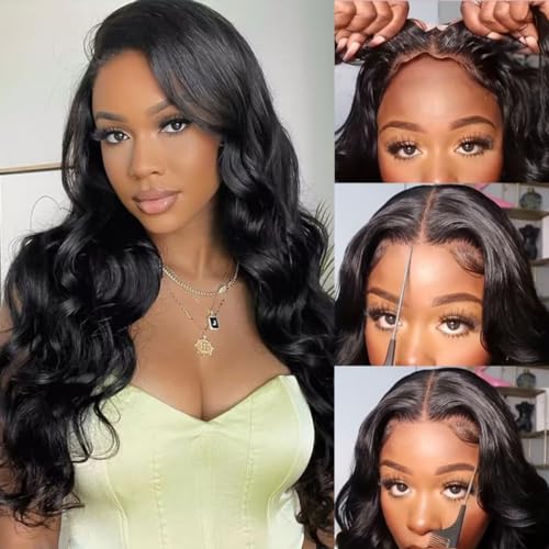 Image of 4x4 Wear and Go Glueless Human Hair Wigs Pre Plucked Pre Cut with Baby Hair 26 Inch Body Wave HD Lace Closure Wigs Human Hair 150% Density 4x4 Brazilian Virgin Lace Front Human Hair Wigs for Women