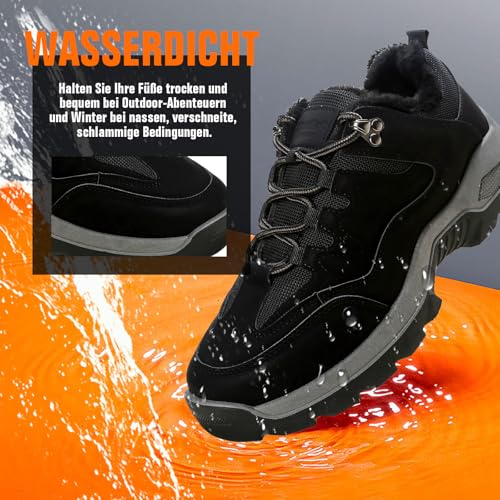 Wanderschuhe Herren Winter Warm Gefütterte Trekkingschuhe Winterschuhe, rutschfest Leichte Barfußschuhe Wanderstiefel, Bequem Winterstiefel Bergstiefel Wasserdicht Wanderhalbschuhe Outdoor Schuhe