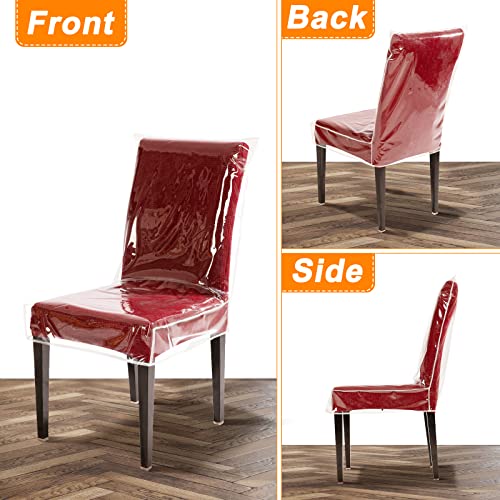 Wokire Plastic Dining Chair Protector 18 X 17 Inch, Chair Covers With Backrests,Clear Pvc Water-Proof Seat Cover, Keep Your Dinning Chair Away From Dust/Stains/Cat Dog Hair/Scratches (2 Pack) #TOP5