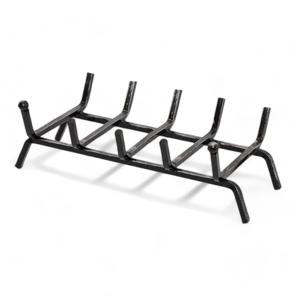 Brucialegna in ferro battuto verniciato per camino con design a sfera e cinque barre dimensioni 50x30x15 cm resistente ed elegante