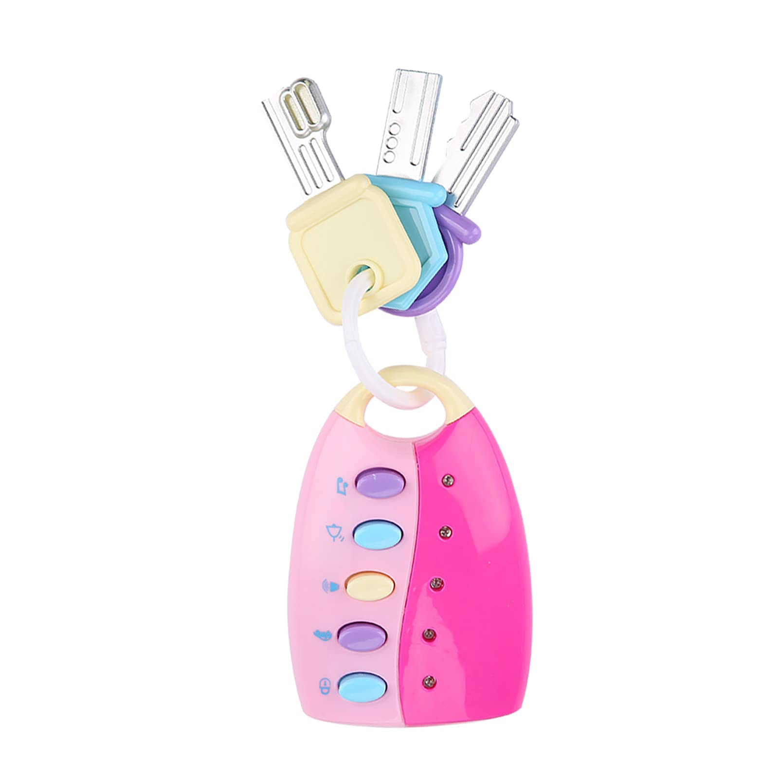Interactive Baby Car Toy with 3 Keys and Remote Control Sounds Lights Pretend Play Music for Learning Creativity Toddler Gift (Pink)