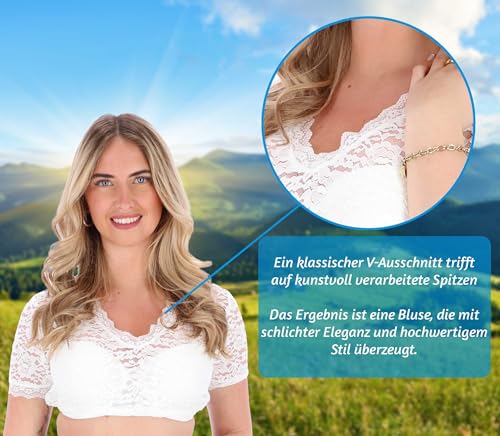 Dirndl Blouse Women with V-Neck - Leni - Soft Fabric - for Oktoberfest - Short Sleeved4