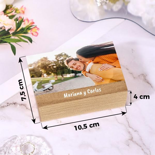 Transparent Gift Caja de Fotos Acordeón Personalizada con Fotos y Texto. Regalo Original para Parejas, Hombres o Mujeres. Regalos Personalizados. Caja de Sorpresa y Recuerdos. Álbum Desplegable