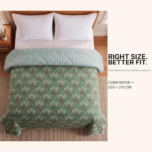 Image of BSB HOME Premium 280 GSM Quilted Comforter, Soft Plush Floral Printed Bedspread, Cozy Warm Reversible Blanket for Bedroom, Elegant Winter Bedding Comforter, 80 x 85 Inches (203 x 215 cm) -Mist Sage