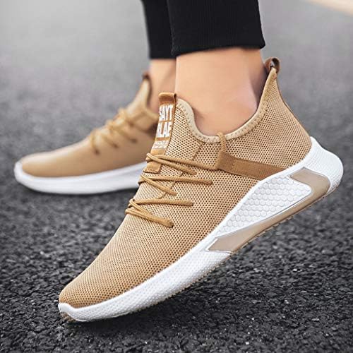 USYFAKGH High Top Sneakers for Men Sport Sandals & Slides Shoes Athletic Non Slip Breathable Sneaker Fashion Men Mesh Casual Sport Shoes Lace-Up Breathable Soft Bottom Sneakers Brown | Image 6