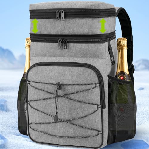 Expandable Cooler Backpack - 35/50 Cans Insulated Backpack Cooler for Men & Women, Portable 2 Leak Proof Compartments Coolers Bag for Picnic, Lunch, Hiking, BBQ Camping and Beach