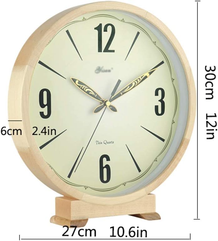 Table Clock Simple Wood Desk Clock Living Room Decoration Clock Desktop Small Table Clock Mute Clock Quartz Clock Bedroom Living Room Decoration Shelf Clock (Color : B)