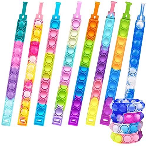 YEAPEAK 8 Piezas Pulseras Pop It, Pulseras De Burbujas Pulseras Fidget Toys, Pop It, Fidget Pulsera, Pop Fidget It Toy, Fidget Juguete Antiestrés, Juguete Sensorial para Niños y Aadultos, Vistoso Cover