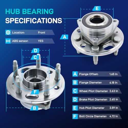 Image of 513288 Front or Rear Wheel Bearing Hub Assembly Fit for 13-15 Chevy Malibu, 14-17 Impala, 10-17 Equinox, GMC Terrain, Cadillac CTS /XTS, Buick Lacrosse Regal, Saab 9-5, 5 Lugs w /ABS