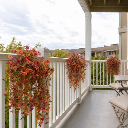 Sunnaria 2pcs Artificial Fall Hanging Flowers for Outdoors, UV-Resistant Faux Autumn Mums for Outdoor Planters, Window Boxes, Hanging Baskets, Porch, Patio, Garden & Indoor Decor — view 5