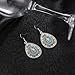 Boho Handmade Vintage Turquoise Earrings for Women Dangling Silver Boho Earrings Colorful Inlaid Stones Geometric Engraved Flower Pattern Round Long Tassel Drop Earring Western Jewelry Gifts