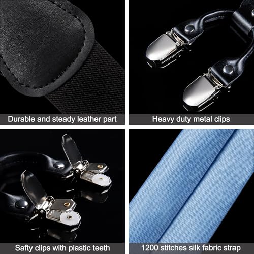 Image of DiBanGu Paisley Bow Tie and Supenders for Men Tuxedo Heavy Duty 6 Clips Suspender Adjustable Y-Shape Mens Trouser Braces