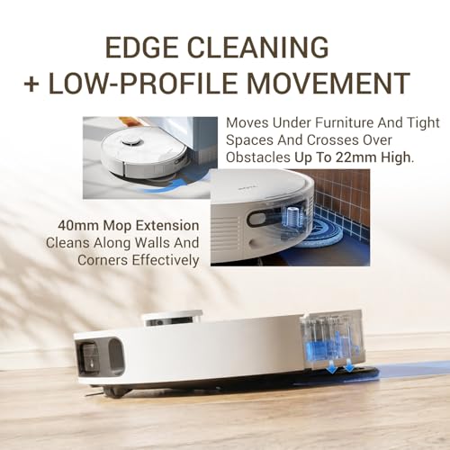 Image of Mova E40 Ultra Robot Vacuum Cleaner with Mop Function & Auto Empty, 19,000 Pa Suction, MaxiReach Mop T, Tangle-Free Side Brush, 80ml Water Tank, All-in-One Station for 75 Days Cleaning, White