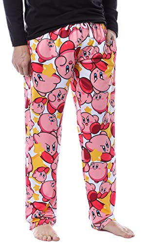 Nintendo Kirby Video Game Mens Allover Character Pattern Adult Lounge Sleep Pajama Pants (2X-Large)