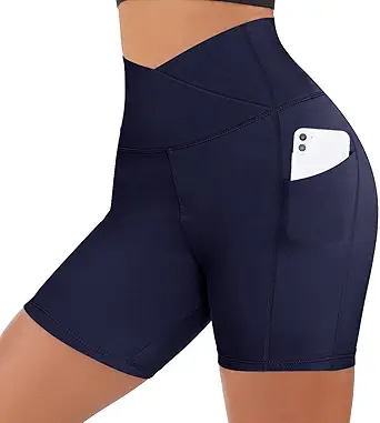 HLTPRO Spandex Biker Shorts for Women with Pockets, High Waisted Workout Gym Yoga Shorts