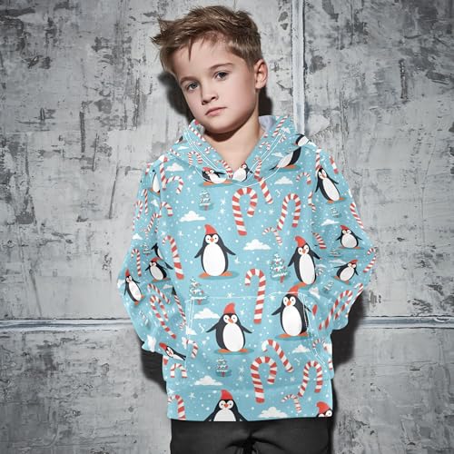 Kids Hoodies Sweaters Christmas Xmas Penguin Hooded Sweatshirts with Big Pockets for Boys Girls B0400435 5