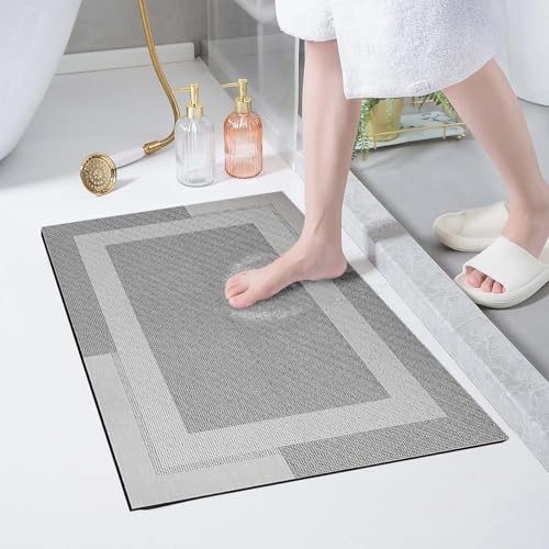 Diatomite Bath Mat, 12 * 16 Inch Non Slip Quick Dry Wear-Resistant Low Thickness Super Absorbent Bath Mat,Wear-Resistant Rubber Backing Minimalist Washable Bath Mats for Bathroom, Bathtub (Gray) - image 4