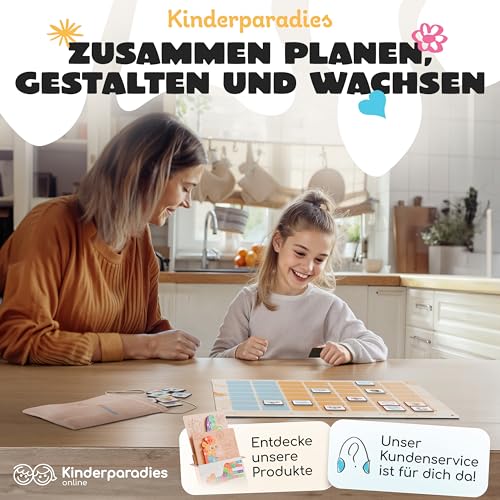 Kinderparadies Online Magnetischer Wochenplaner - Routine Planer Kinder mit 188 farbigen Magneten - Aufgabenplaner Kinder für Termine, Pflichten & Freizeit – Lernspiel zur Organisation der Woche