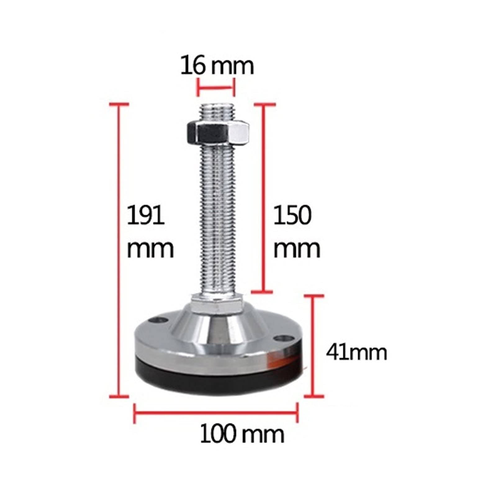 piedini per mobili, Piedini di livellamento for macchine for carichi pesanti installati in acciaio in gomma nera, diametro vite antiurto 16 mm, piedini di livellamento regolabili in metallo, adatti fo