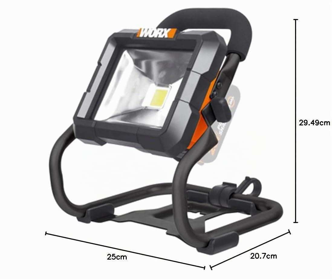 WORX WX026.9 Faretto di Lavoro LED, Grigio, 23x26x24.5 cm