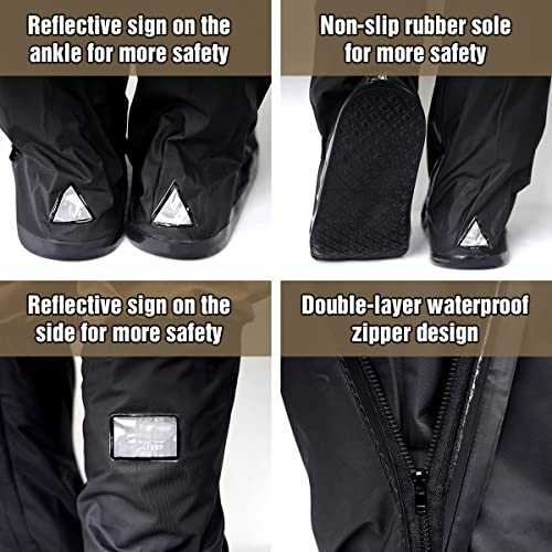 Wild Gear：LYN Waterproof Non-Slip Rain Boot Shoe Covers/Overshoes with Reflector&Zipper - Black, Reusable Foldable Insulation for Hunting Cycling Snow&Rainy Days2
