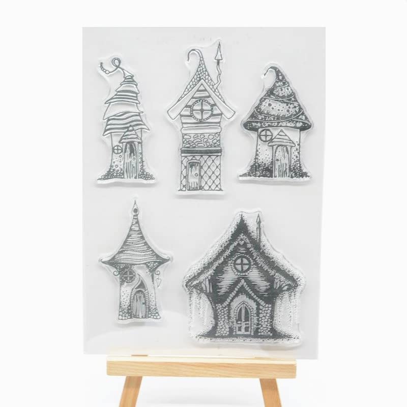 Lily CraftLinda 1pc Magic Elf House Room Mushroom Merry Christmas Clear Stamps for Card Making Decoration and DIY Scrapbooking