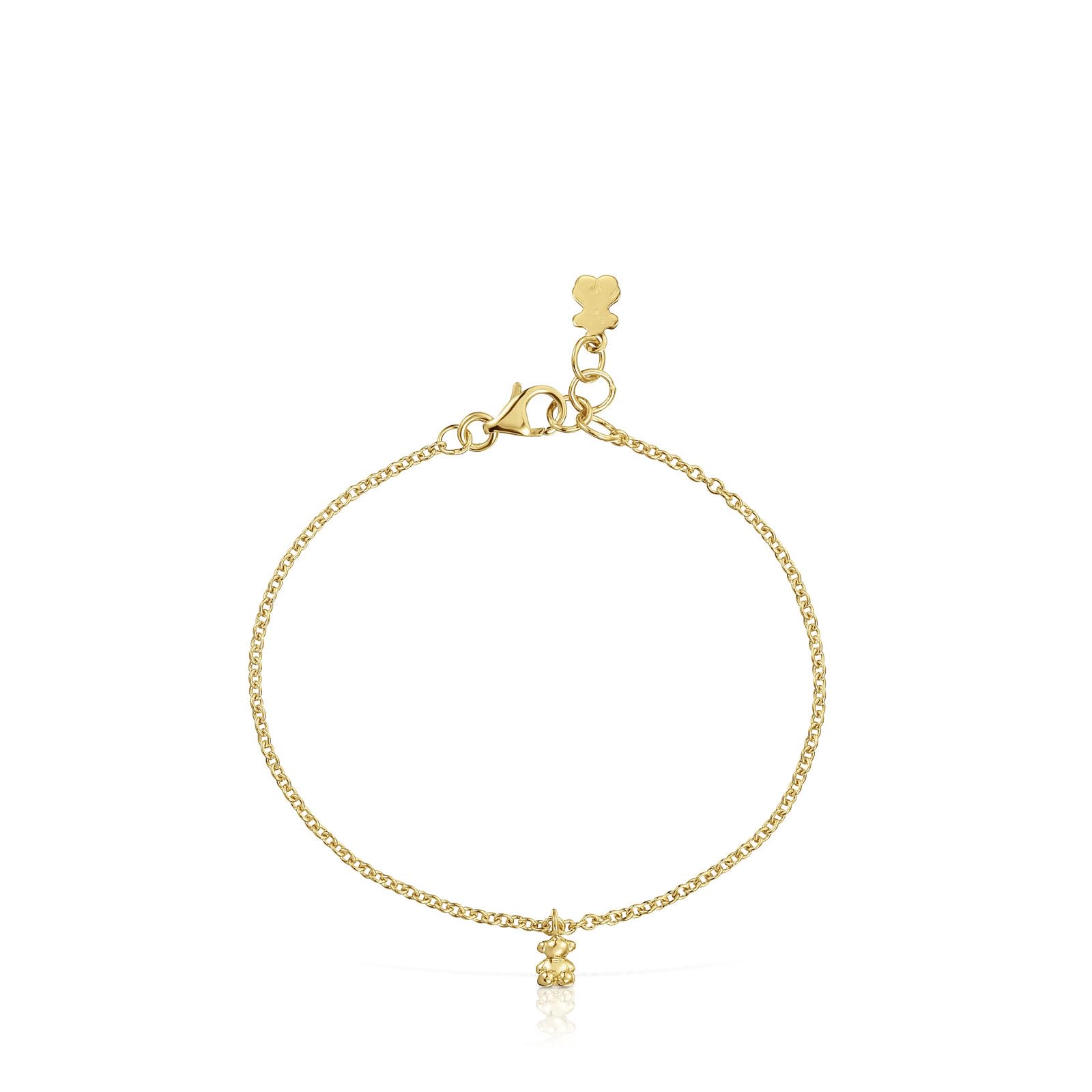 TOUS Pulsera Cadena para Mujer con Baño de Oro 18 Kt sobre Plata de Primera Ley y Anillas Redondas, Colección Bold Bear