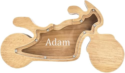 Alcancía de madera de animales personalizada para niños, caja de dinero de madera personalizada con nombre para niños, caja de ahorro de dinero