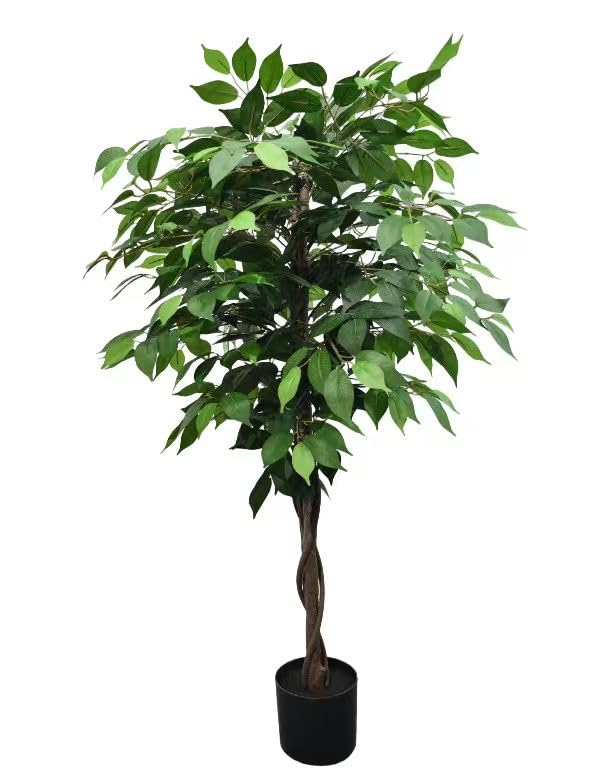 LYERSE フェイクグリーン ベンジャミン 高約122cm 観覧植物 人工観葉樹 観葉植物 フェイク 造花 シンプル オフィス 室内 インテリア 大型 鉢 おしゃれ