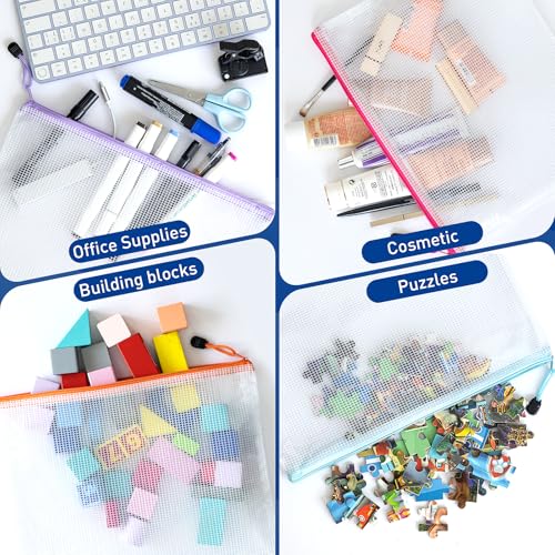 Image of 10pcs Mesh Zipper Pouch Bags, 10 Sizes Zipper Bags for Organizing, Mesh Bags With Zipper, Plastic Zipper Pouches, Black Zipper Pouches for Puzzle, Board Game Storage, Travel Pouch