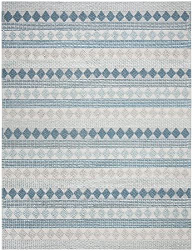 SAFAVIEH Area Rug 8x10 - Natura Collection - Large - Blue & Ivory, Handmade Wool & Viscose, Ideal for Living Room, Bedroom, Dining Space (NAT252M)