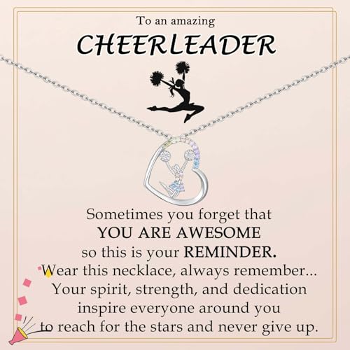 Cheerleader Gifts, Cheerleader Cheer Necklace Gifts for Girls Team, Sport Cheer Cheerleading Stuff Accessories Jewelry Competition Must Have for Girls Daughter 8-10-12-18 Year Old Girl