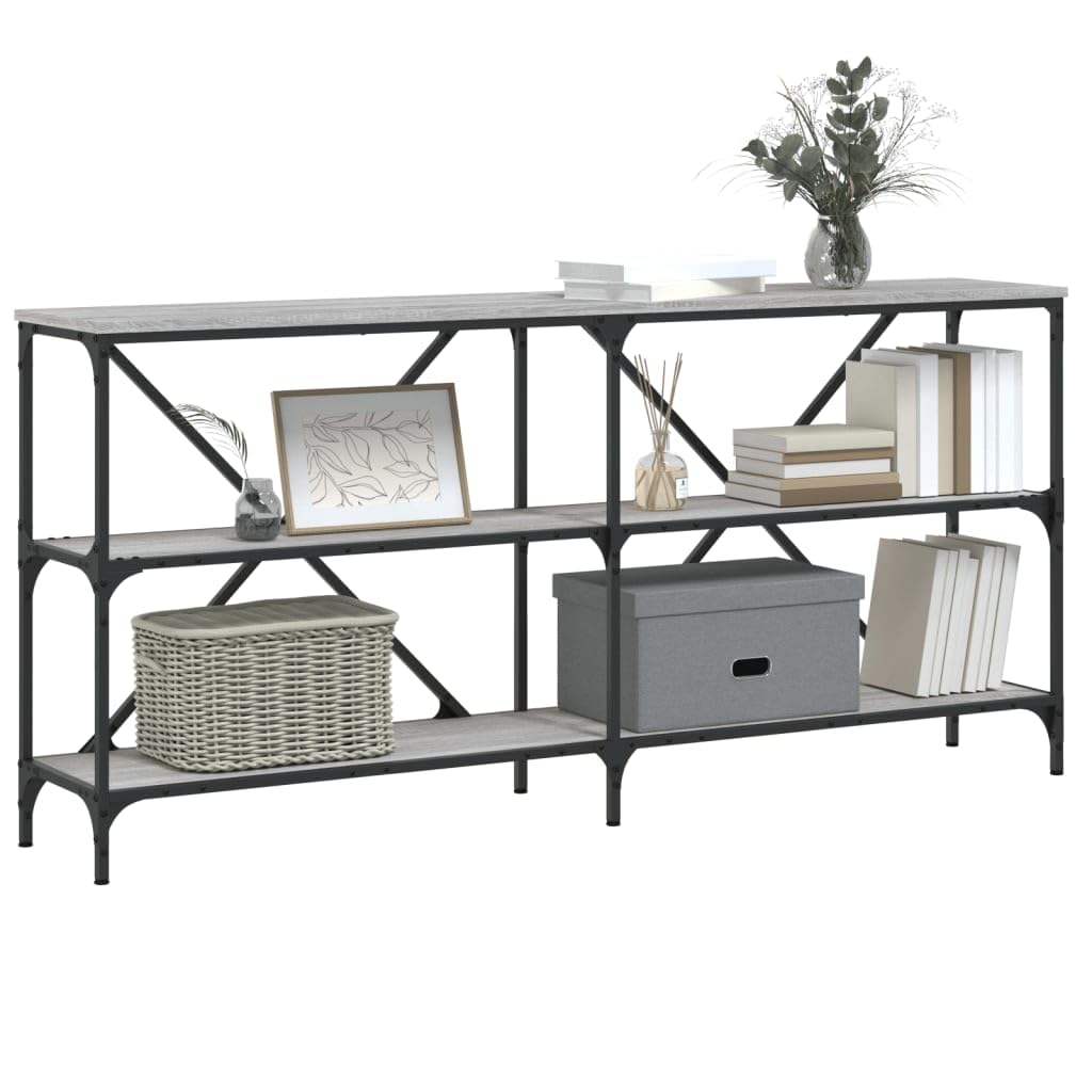 Tavolo consolle grigio Sonoma, 160 x 30 x 75 cm, in legno e metallo