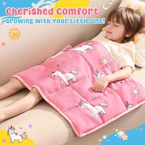 anfie Weighted Lap Pad 2 Pounds, Weighted Blanket Kids(20"*30") Cooling Blanket for Sleeping,Weighted Throw Blanket for Travel Indoor Outdoor (Little Unicorn)