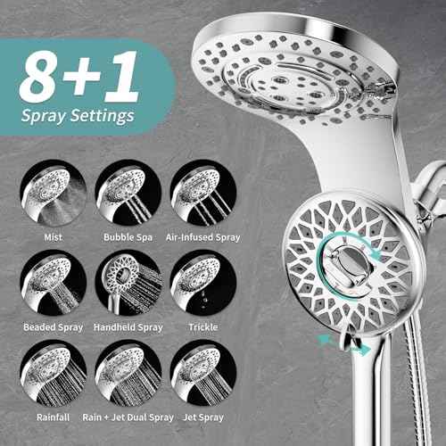 Image of High Pressure Rain Shower Head with Handheld Spray (Chrome)