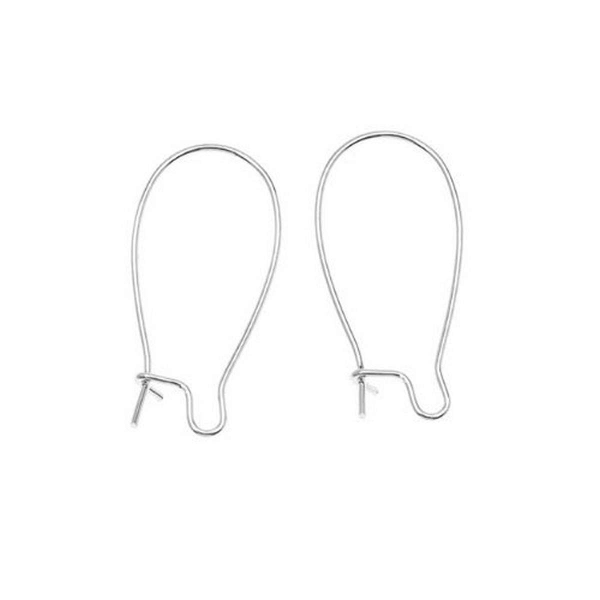 Beadaholique Earring Hooks Kidney Wires, 25mm, Silver, Pair of 10