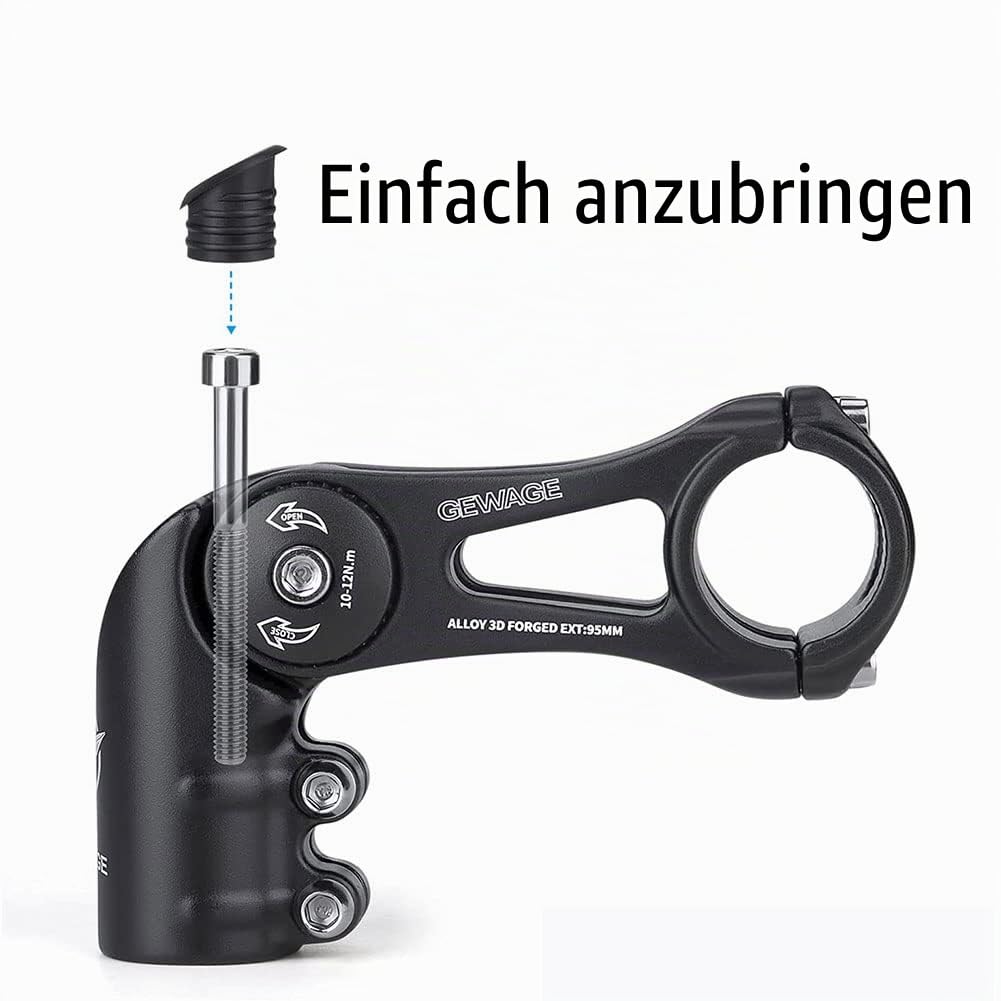 GEWAGE Verstellbarer Lenkervorbau MTB/Rennrad/BMX – Lenkererhöhung (-130° bis +90°), 75/95/130 mm, 31,8 mm Kompatibel, 3D-Alulegierung,ideal für sportliches Fahren oder entspannte Touren.
