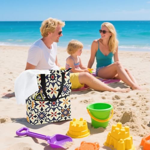 Bolsa de mano para libros con cremallera, bolso de hombro azul oscuro para compras y universidad 7