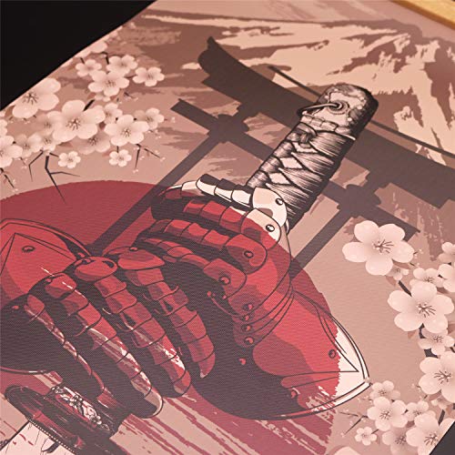 Japan Wall Art Armor Samurai Sword Poster Print On Canvas Skeleton Oriental Art Decoration Wood Framed To Hanging 16”X35” #TOP3