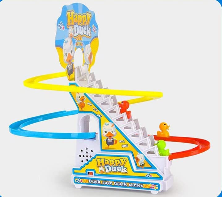 Happy Penguin Slide Toy Set Funny Automatic Stair-Climbing Penguin Cartoon Race Track Set (Duck-M)