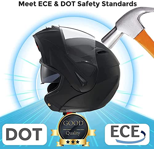 Bluetooth Modular Motorcycle Helmet,Dot Approved Full Face Flip Up Front Helmet Double Visor Helmets, Built-In Dual Speaker With Microphone, For Adults Men And Wome G,Large #TOP2