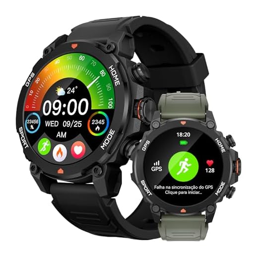 AURAFIT Smartwatch Relogio Inteligente Masculino Relógio Inteligente, GPS 150+ Monitoramento Esportivo, Altímetro Barômetro Bússola, Chamadas Bluetooth, 5ATM a Prova d'Agua, Tela AMOLED 3,6 cm