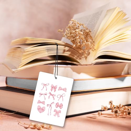Image of Pink Coquette Bow Preppy Lavender Car Air Freshener, Trendy Funky Cherry Lucky 8 Ball Hanging Air Freshener 4 Pcs for Cars Closet Drawer Books, Cute Girly Car Accessories Mirror Decor for Women