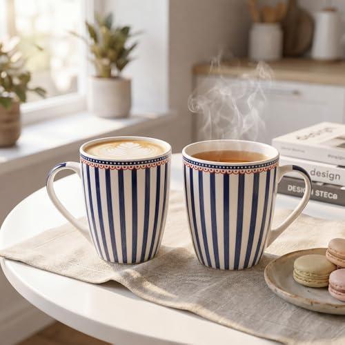 Image of UPC Premium Bone China Coffee Mug Set of 2 | Elegant Ceramic Tea & Coffee Cups for Home, Office & Cafe | Lightweight, Durable, Microwave & Dishwasher Safe Mug Set | Luxury Drinkware Collection