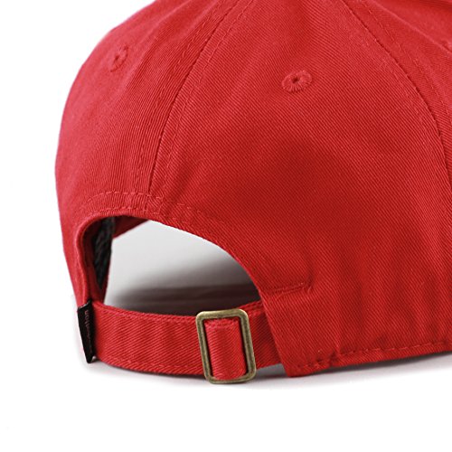 The Hat Depot Kids Washed Low Profile Cotton And Denim Plain Baseball Cap Hat (2-5 Yrs, Red) #TOP2