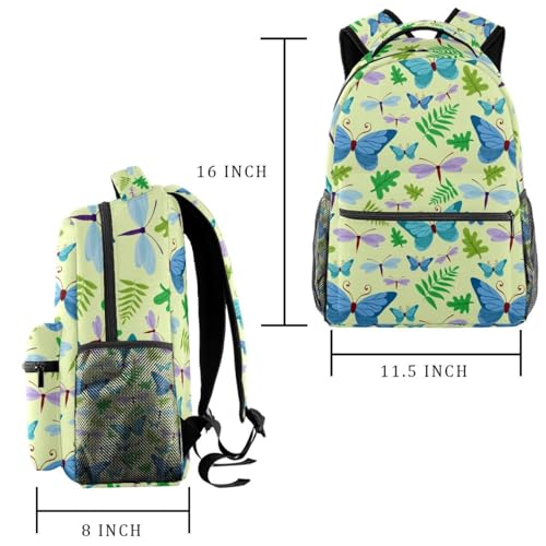 Mochila de mariposas y libélulas con estampado multicolor resistente y gran capacidad 2
