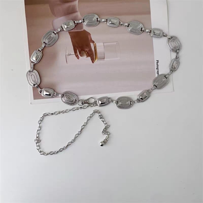 FGSS Women-Classic Concho-Chain-Belt - Boho-Metal-Waist-Chain Western-Cowboy-Link-Belts for Jeans Pants Dresses (Waist 36")4