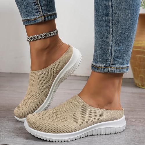 Orthopedic Shoes for Women 2025,Womens Mules Shoe Slip on Sneakers Knit Flats Lightweight Breathable Comfortable Walking Sandals2